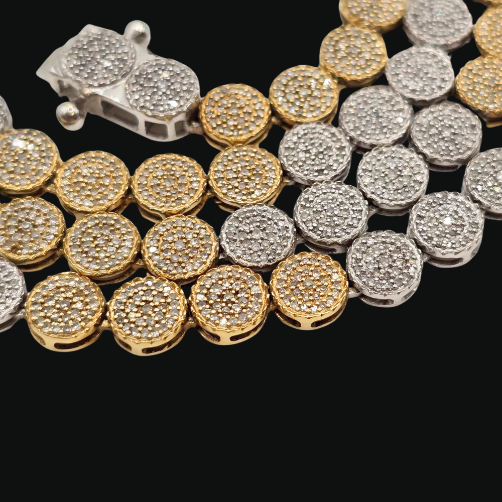 Real 10K Two Tone Gold Mens Diamond Chain