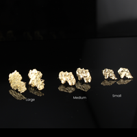 Aretes de oro amarillo de 10K auténtico con forma de pepita