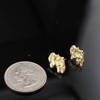 Aretes de oro amarillo de 10K auténtico con forma de pepita