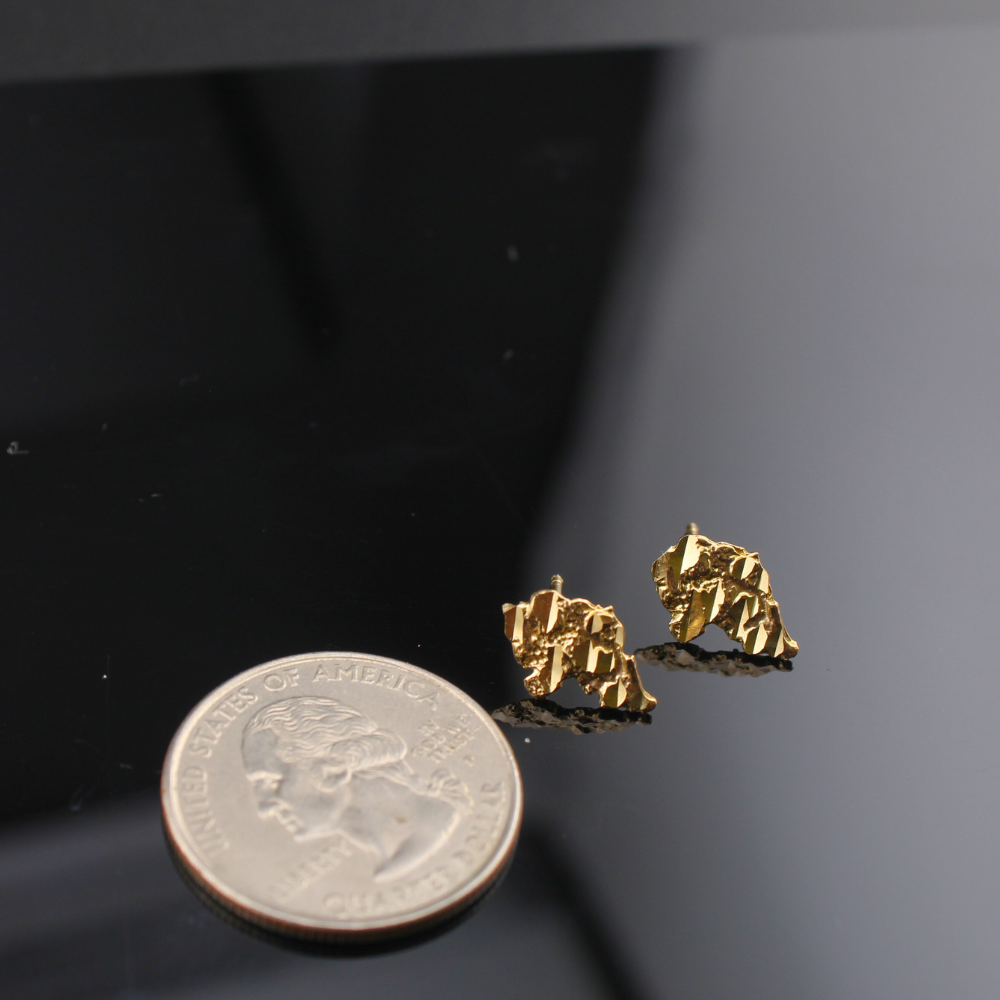 Aretes de oro amarillo de 10K auténtico con forma de pepita