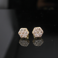 Pendientes de oro de 10K con forma de flor y diamantes de 1.5 CTW