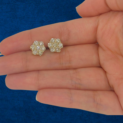 10K Diamond Flower Studs 2 ctw