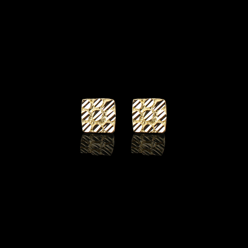 Pendientes de oro de 10K con forma de pepita cuadrada