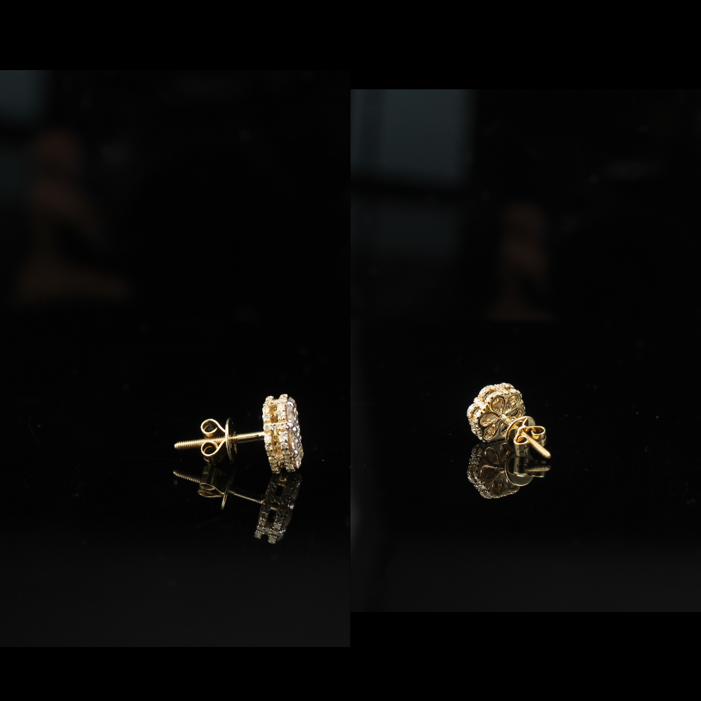 Pendientes de oro de 10K con forma de flor y diamantes de 1.5 CTW