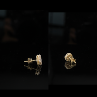 Pendientes de oro de 10K con forma de flor y diamantes de 1.5 CTW