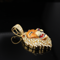 Real 10K Gold Diamond Lion Pendant