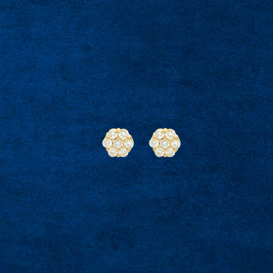 10K Diamond Flower Studs 2 ctw