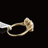 Anillo de oro amarillo de 10K para mujer, diseño de flor con diamantes de 0.25 CTW