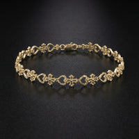 Real 10K Gold Nugget Bracelet Heart & Cross