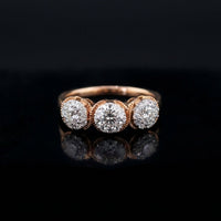 Anillo de oro rosa de 14K con diamante auténtico