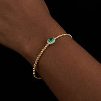Pulsera Flexible de Oro de 14K con Esmeraldas y Diamantes