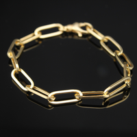 Real 14K Gold Yellow Paperclip Bracelet