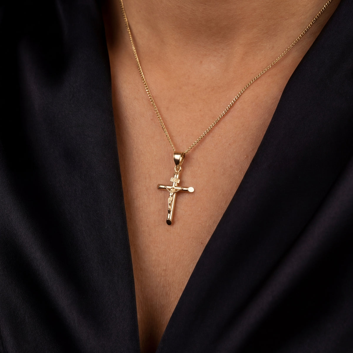 Real 14K Gold Crucifix Cross Pendant