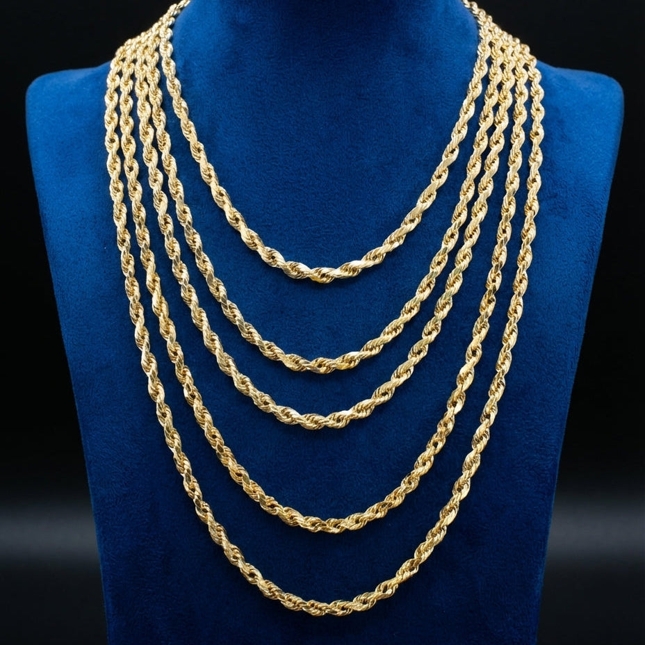 Real 10K Gold 5mm Rope Chains