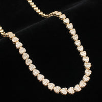 Real 14K Gold Diamond Heart Chain 2.5 CTW