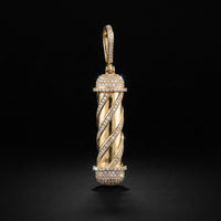 14K Diamond Barber Pole 3D Pendant 5.45 CTW