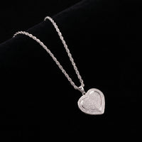 Colgante y cadena de corazón con diamante de oro de 10K real