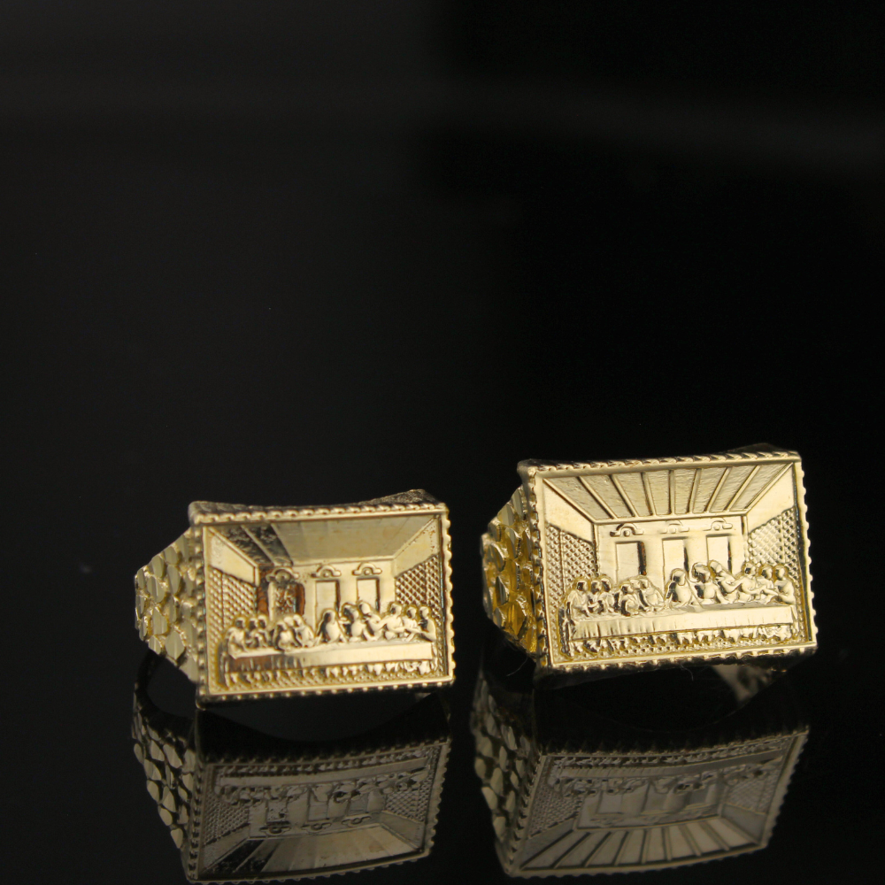 Real 10K Gold Last Supper Mens Rings
