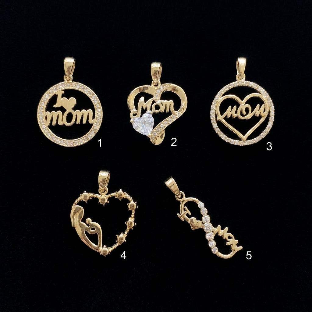 10K Gold Mom Pendants - Mother's Day Gift