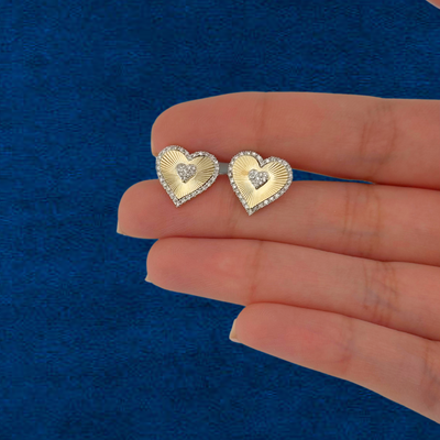 10K Diamond Heart Studs