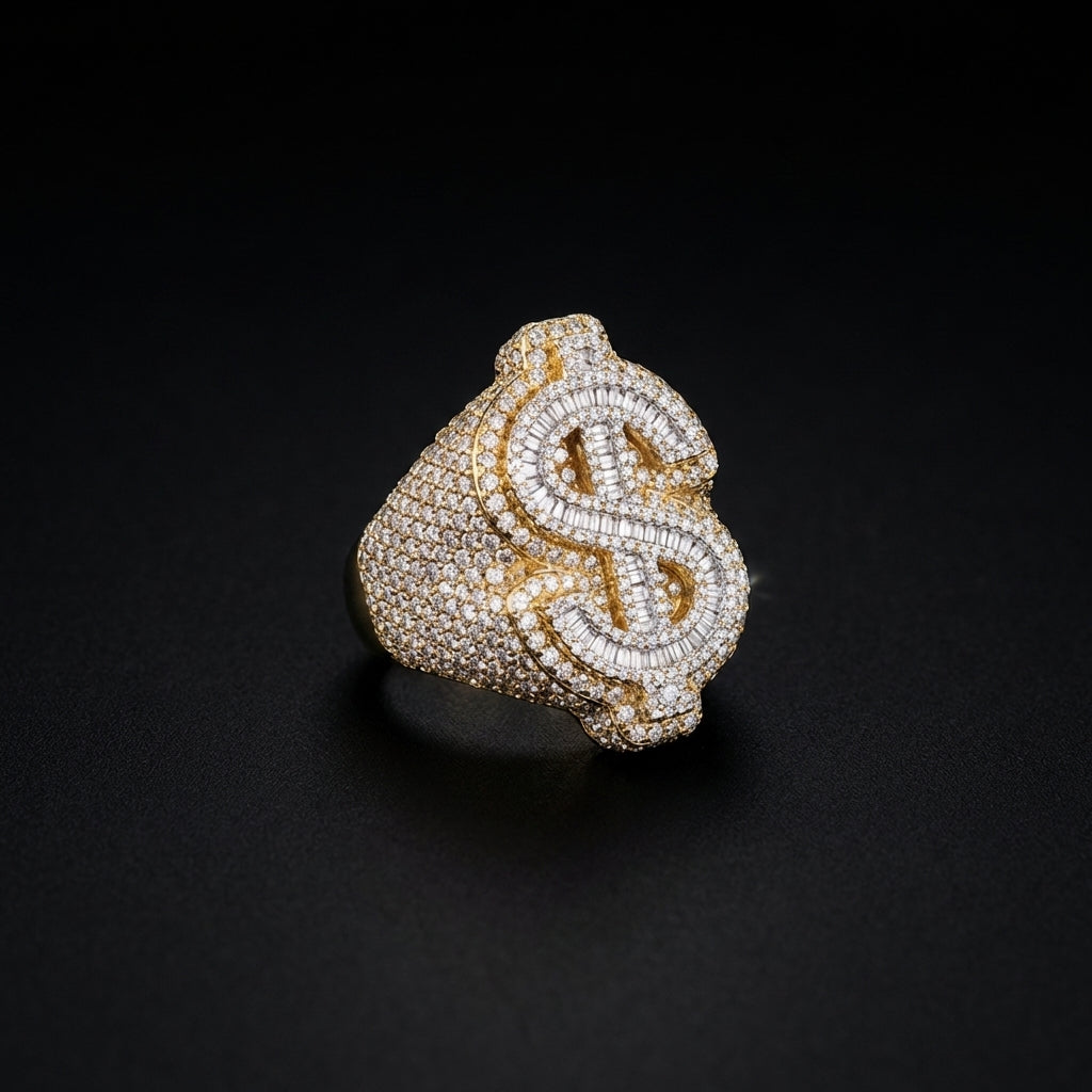 10K Diamond Mens Dollar Sign Ring 4.37 CTW