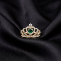 Real Gold 14K Tiara Green Stone Ring