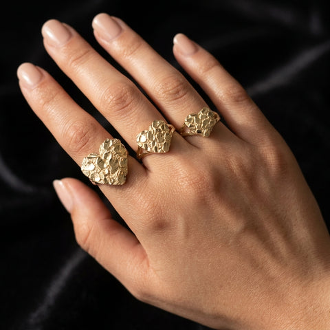 Real 10K Gold Heart Nugget Ring