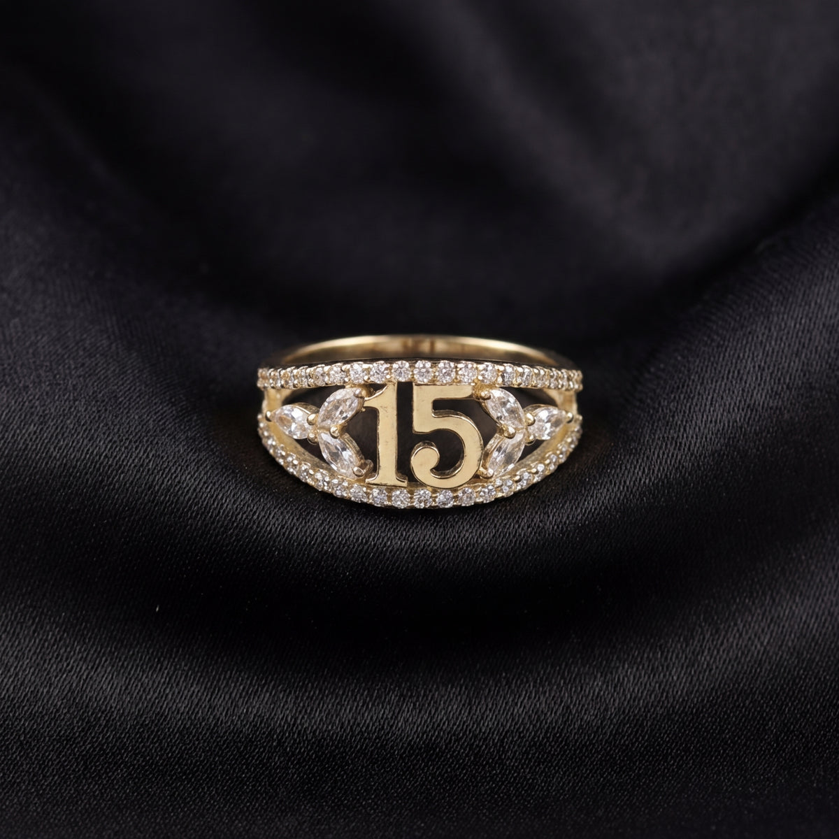 Solid 14K Gold Quinceañera Ring