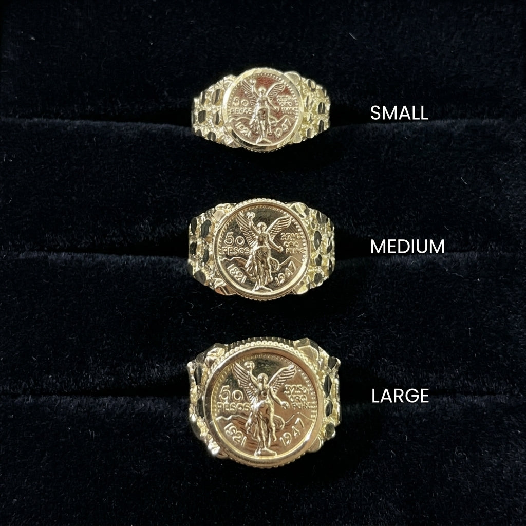 Real 10K Gold 50 Pesos Centenario Ring