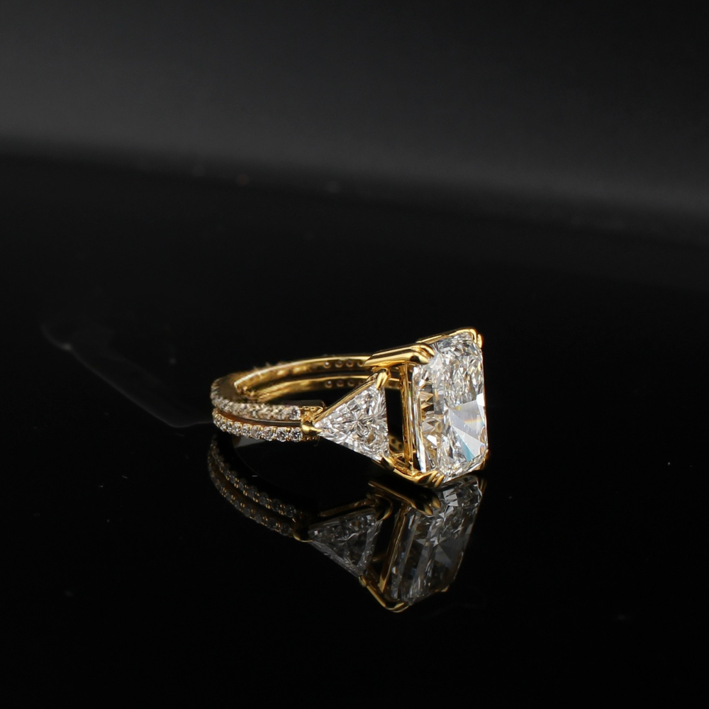 Real 14K Gold Lab Diamond Radiant Engagement Ring