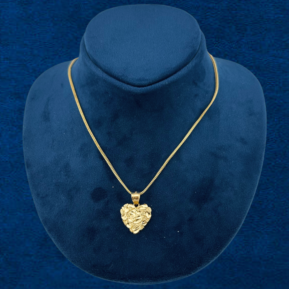 10K Nugget Heart & Chain