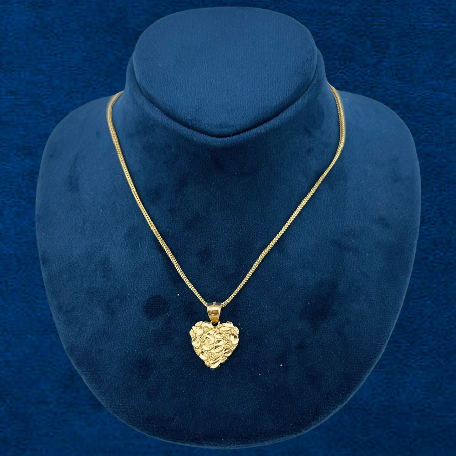 10K Nugget Heart & Chain