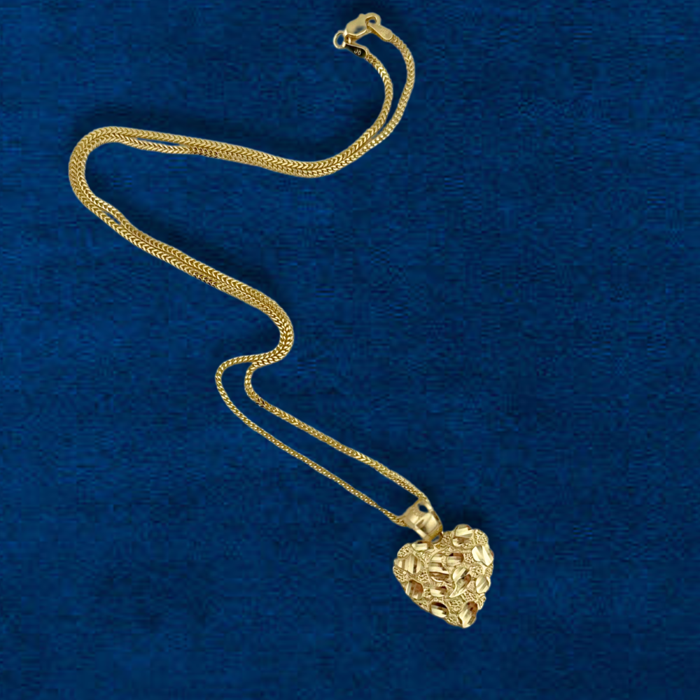 10K Nugget Heart & Chain