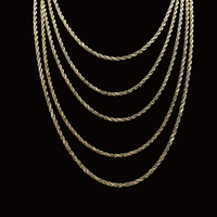 Cadenas de oro 10K auténtico de 3 mm tipo cuerda