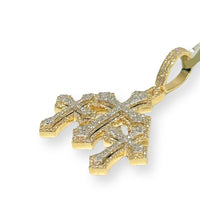 Colgante de cruz con diamantes de oro de 10K real
