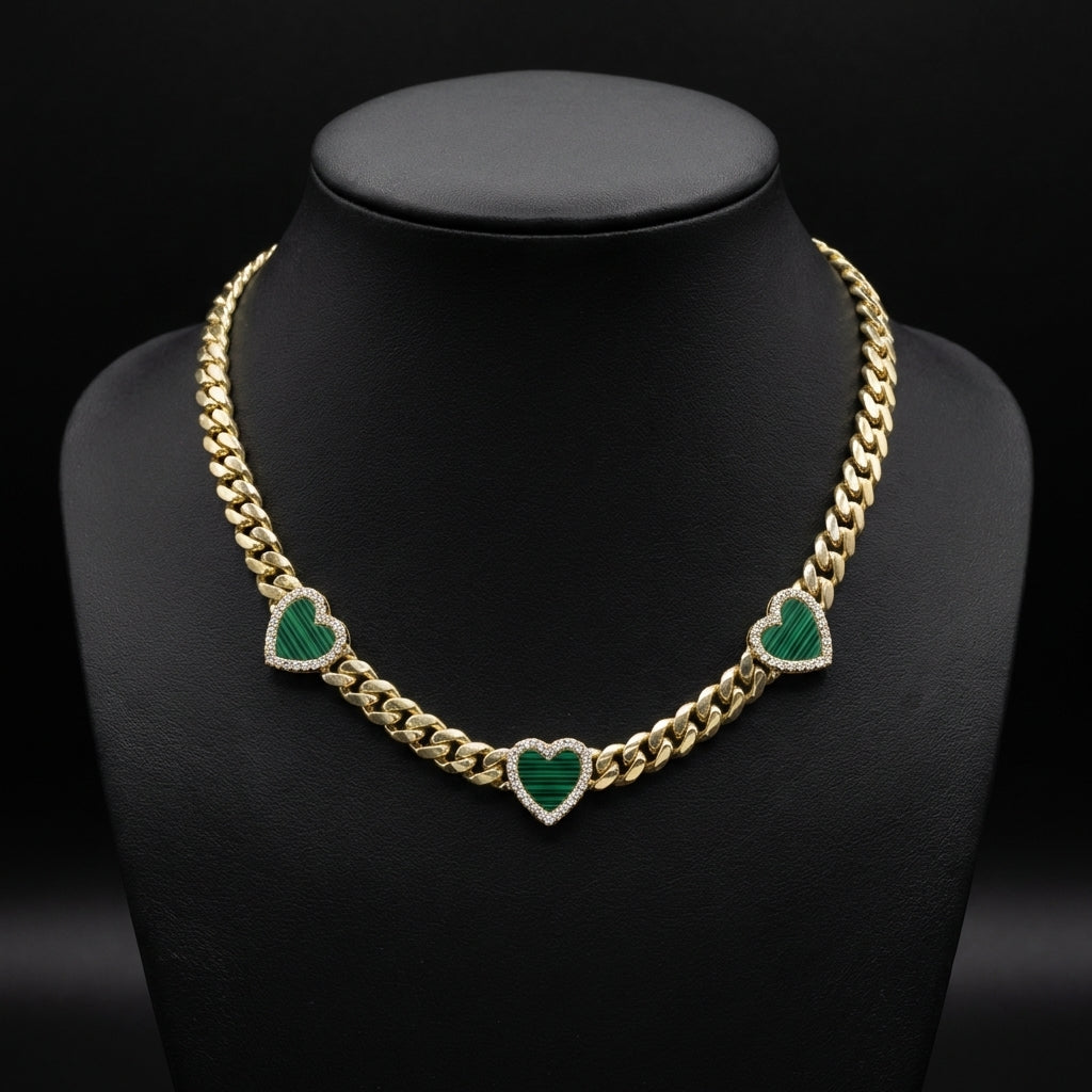 10K Gold Green Heart Necklace