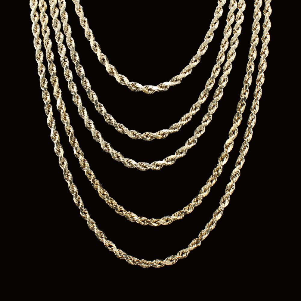 Real 10K Gold 5mm Rope Chains