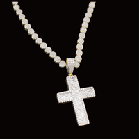 Cadena de oro de 10K y diamante auténticos y cruz de diamantes