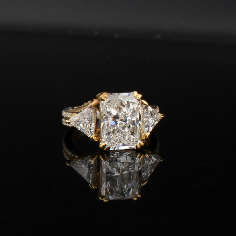 Real 14K Gold Lab Diamond Radiant Engagement Ring