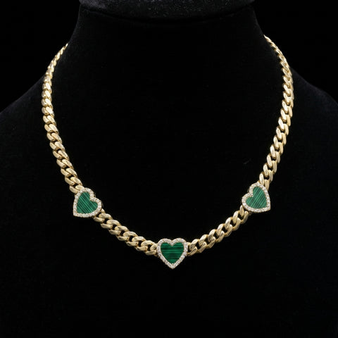 10K Gold Green Heart Necklace