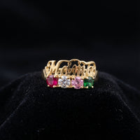 Anillo de oro de 14 quilates "Mama" auténtico