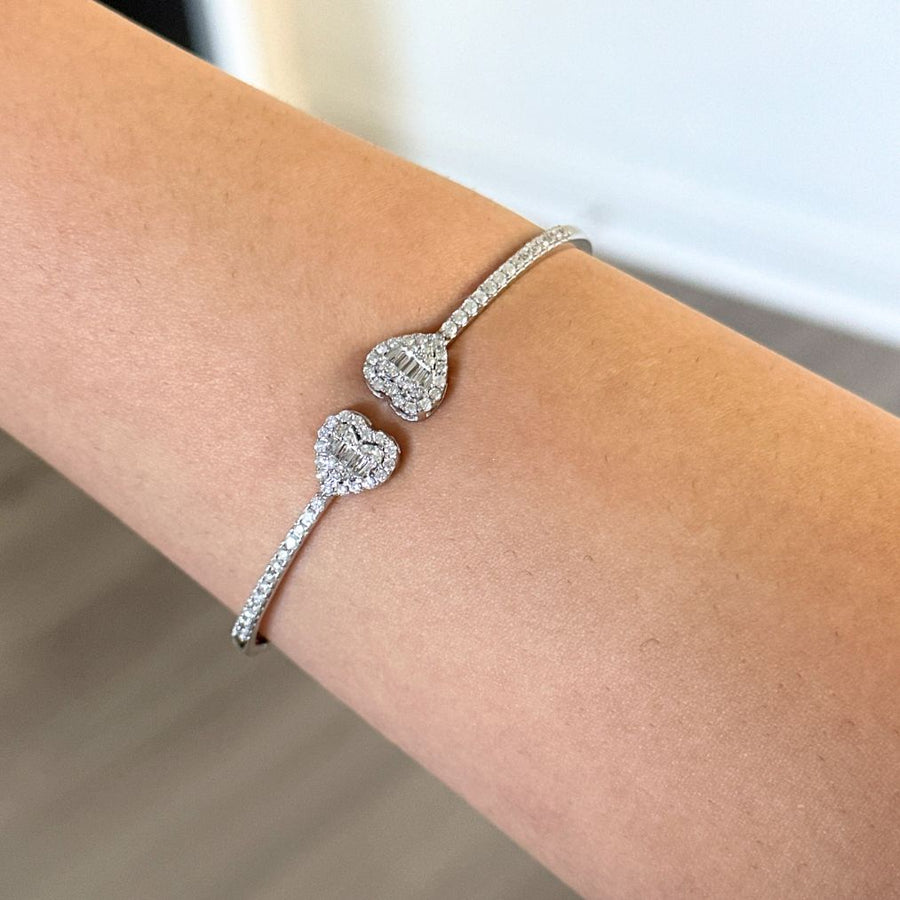 10K Heart Diamond Bangle