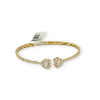 Brazalete de oro de 10K auténtico con corazón de diamante