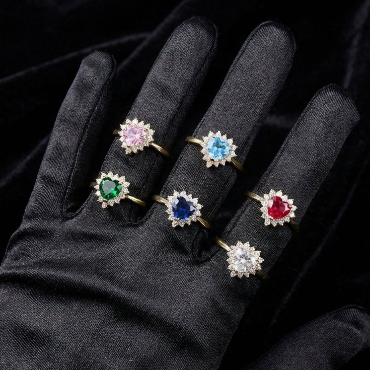 Real 10K Gold Heart Birthstone Ring