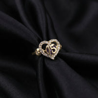 10K Gold Quinceañera Heart Ring Purple Stone