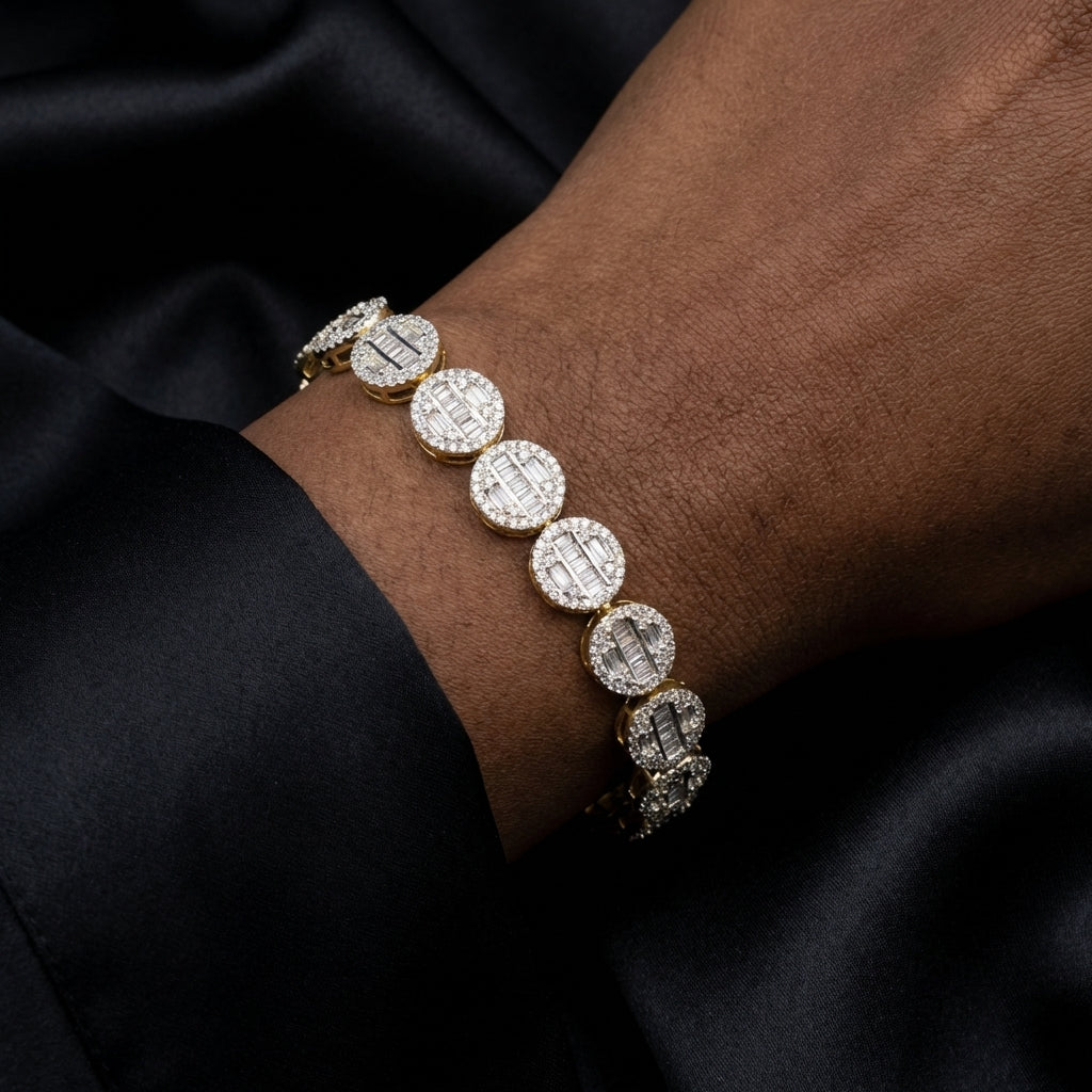 Real 10K Gold Round Diamond Bracelet