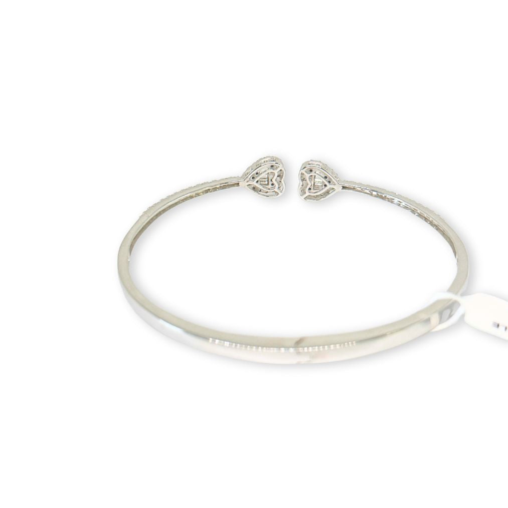 Brazalete de oro de 10K auténtico con corazón de diamante
