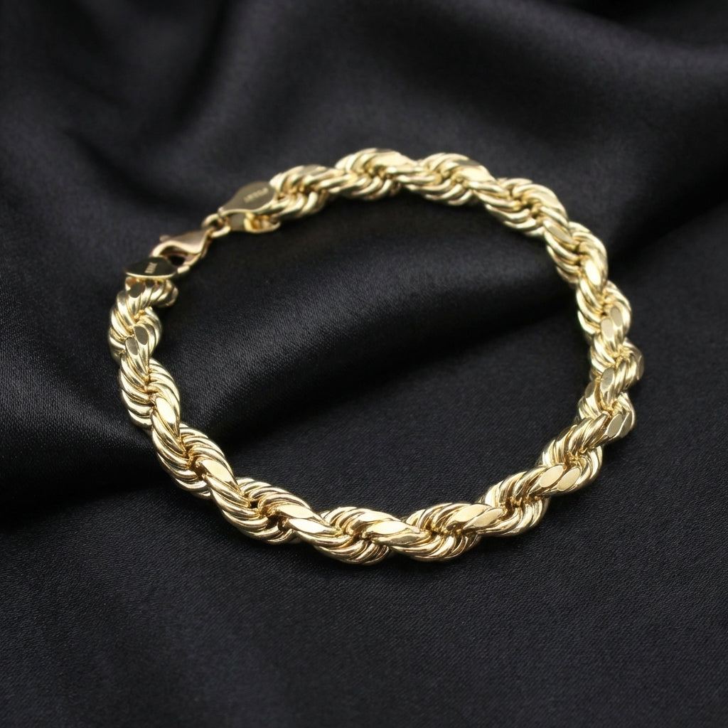 Real 10K Gold Yellow Rope Bracelet