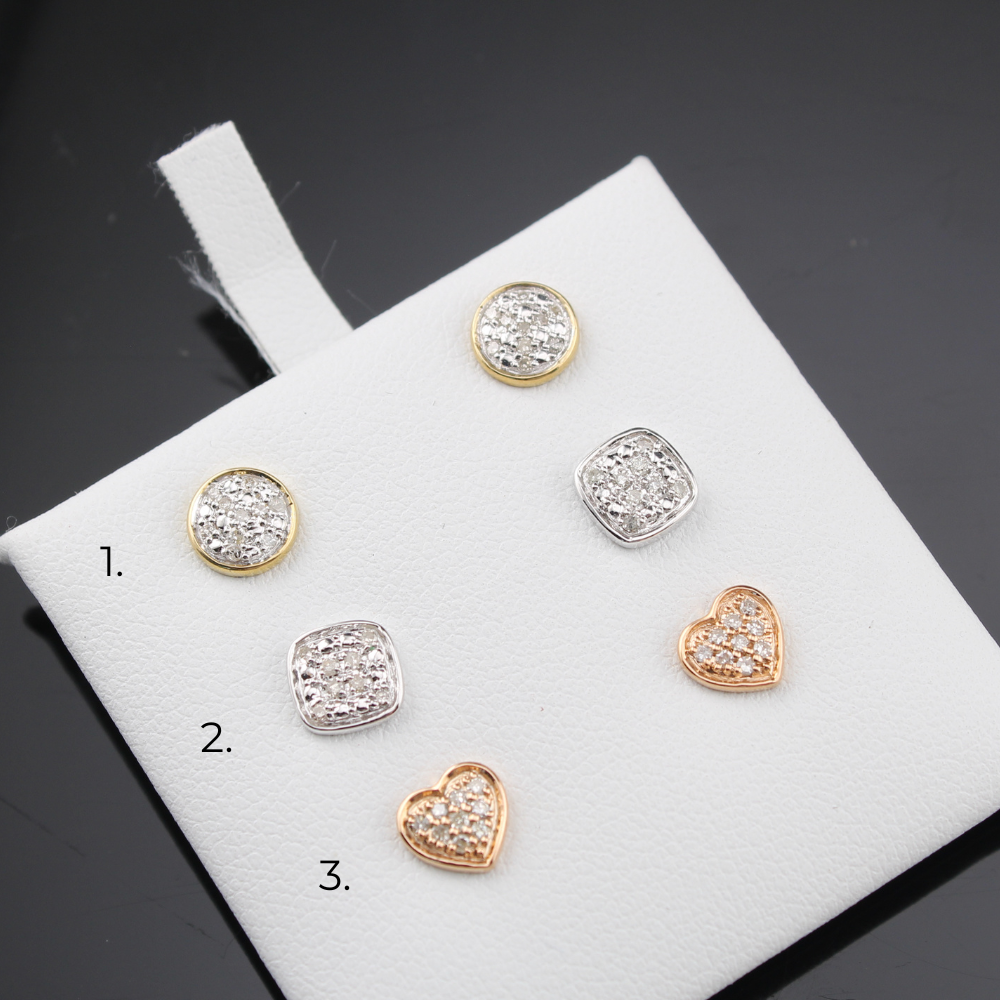Pendientes de oro de 10K con diamantes auténticos