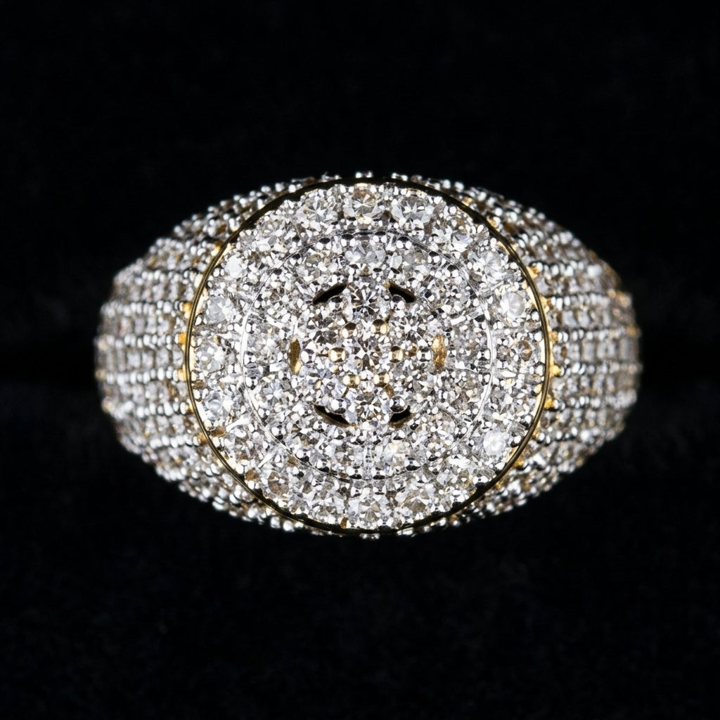 10K Yellow Gold Diamond Round Mens Ring